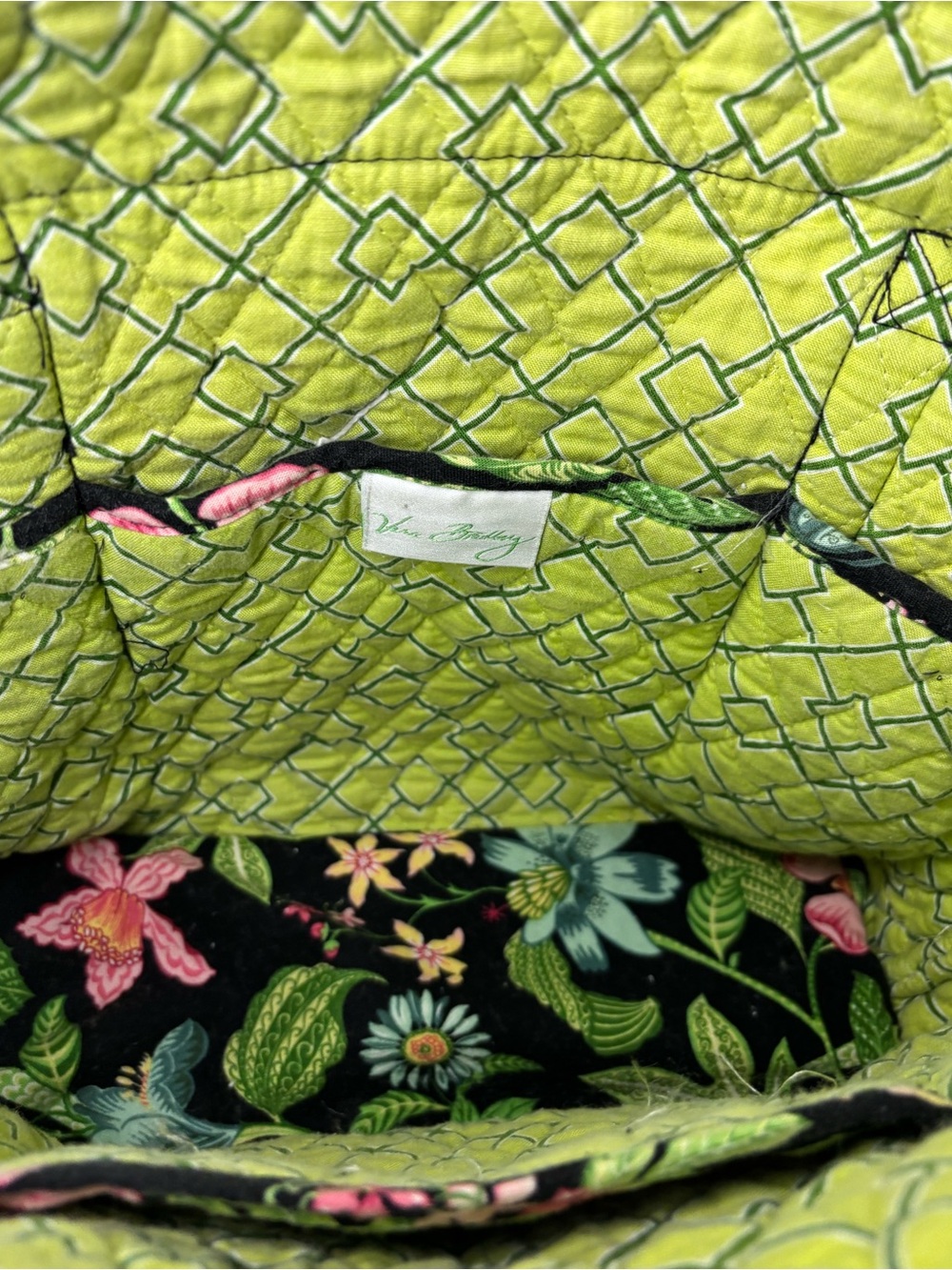 Vera Bradley Green Botanica Vintage Quilted Shoulder Tote Bag - Picture 11 of 14